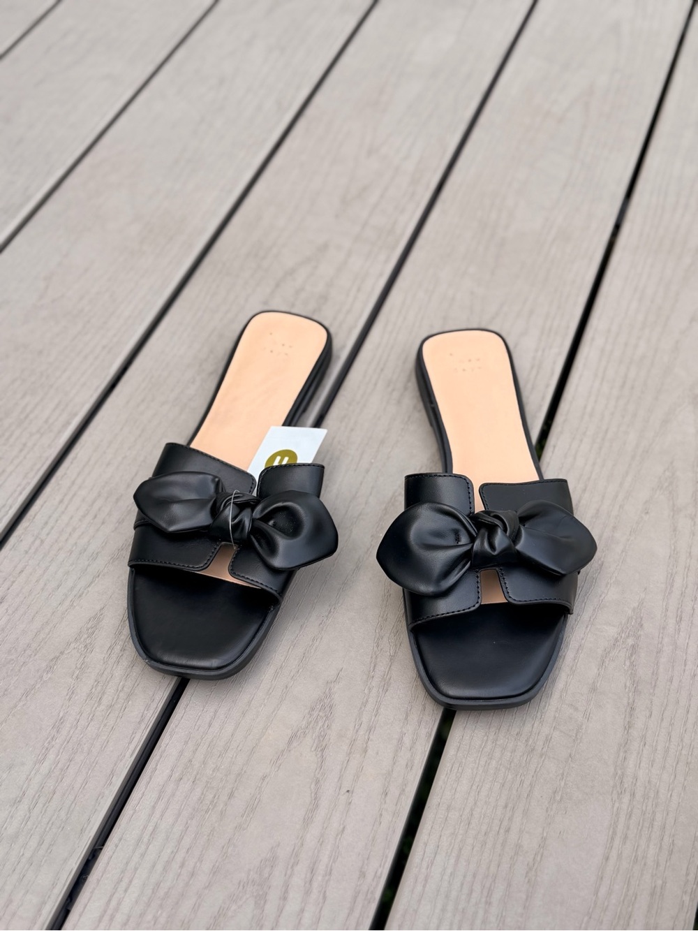 a new day Black Bow Slide Sandals for Women